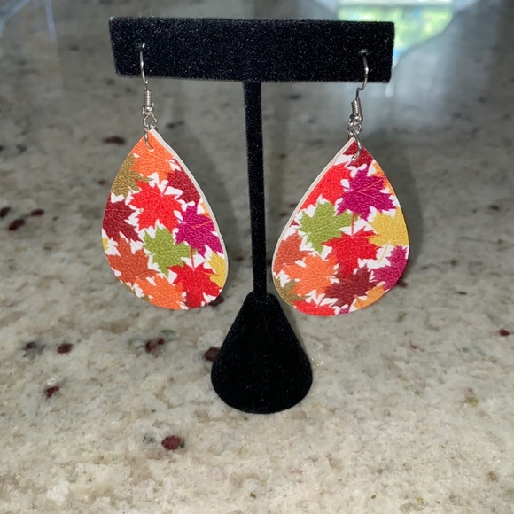 Fall Faux Leather Earrings - Picture 3 of 3